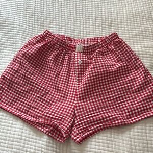 red & white gingham shorts